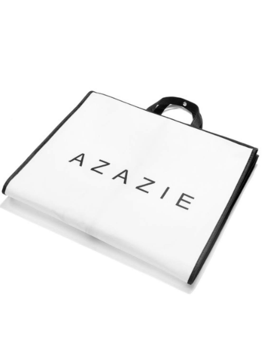Azazie White Garment Bag with Black Trim